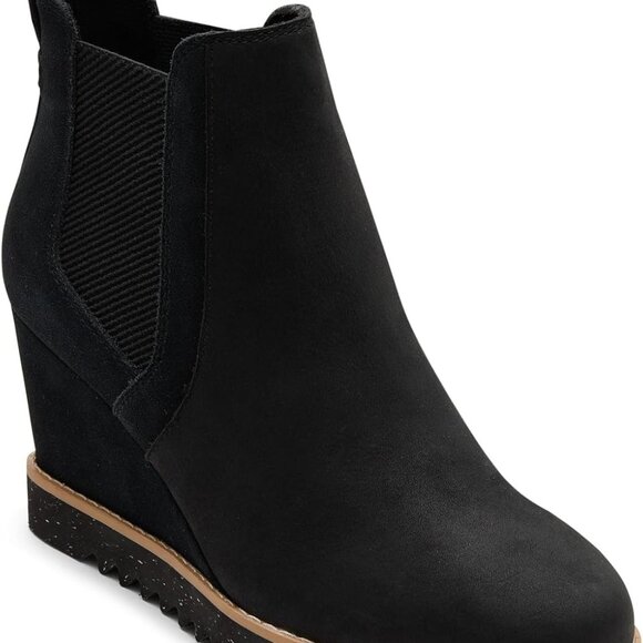 Womens Leather Wedge Bootie Ankle Water Resistant Suede Casual Shoes - Picture 1 of 6